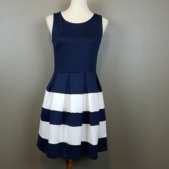 Altar'd State Dresses & Skirts - Navy & White Altar'd State Pleated Skirt Dress